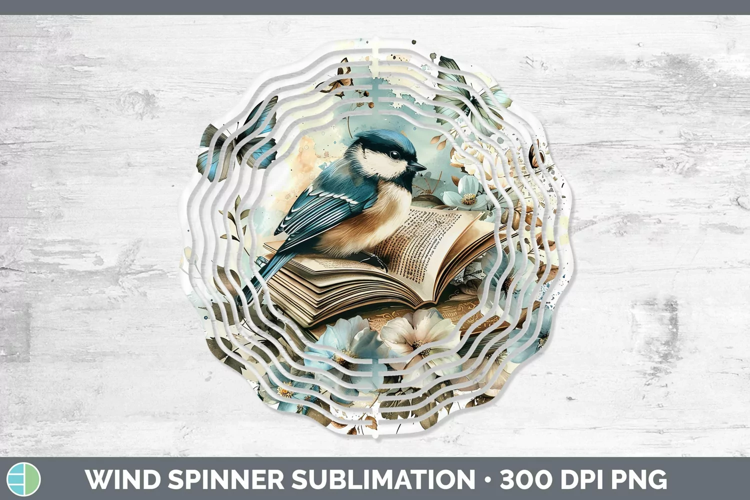 GorgeousWatercolor Books Wind Spinner design.