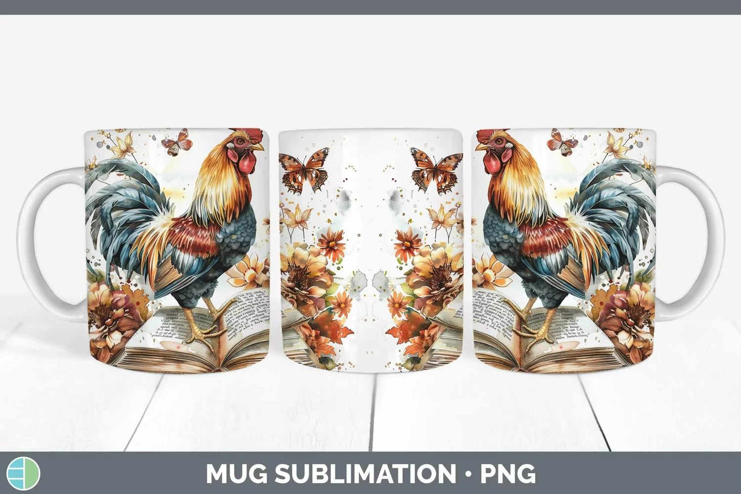GorgeousWatercolor Books Mug Wrap design.