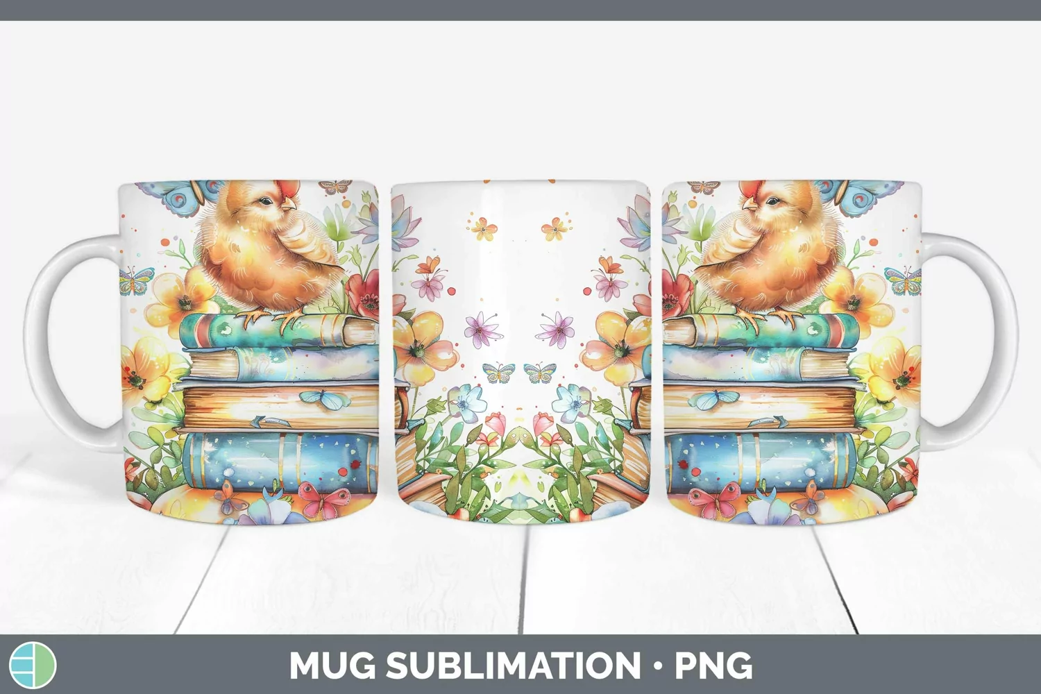 GorgeousWatercolor Books Mug Wrap design.