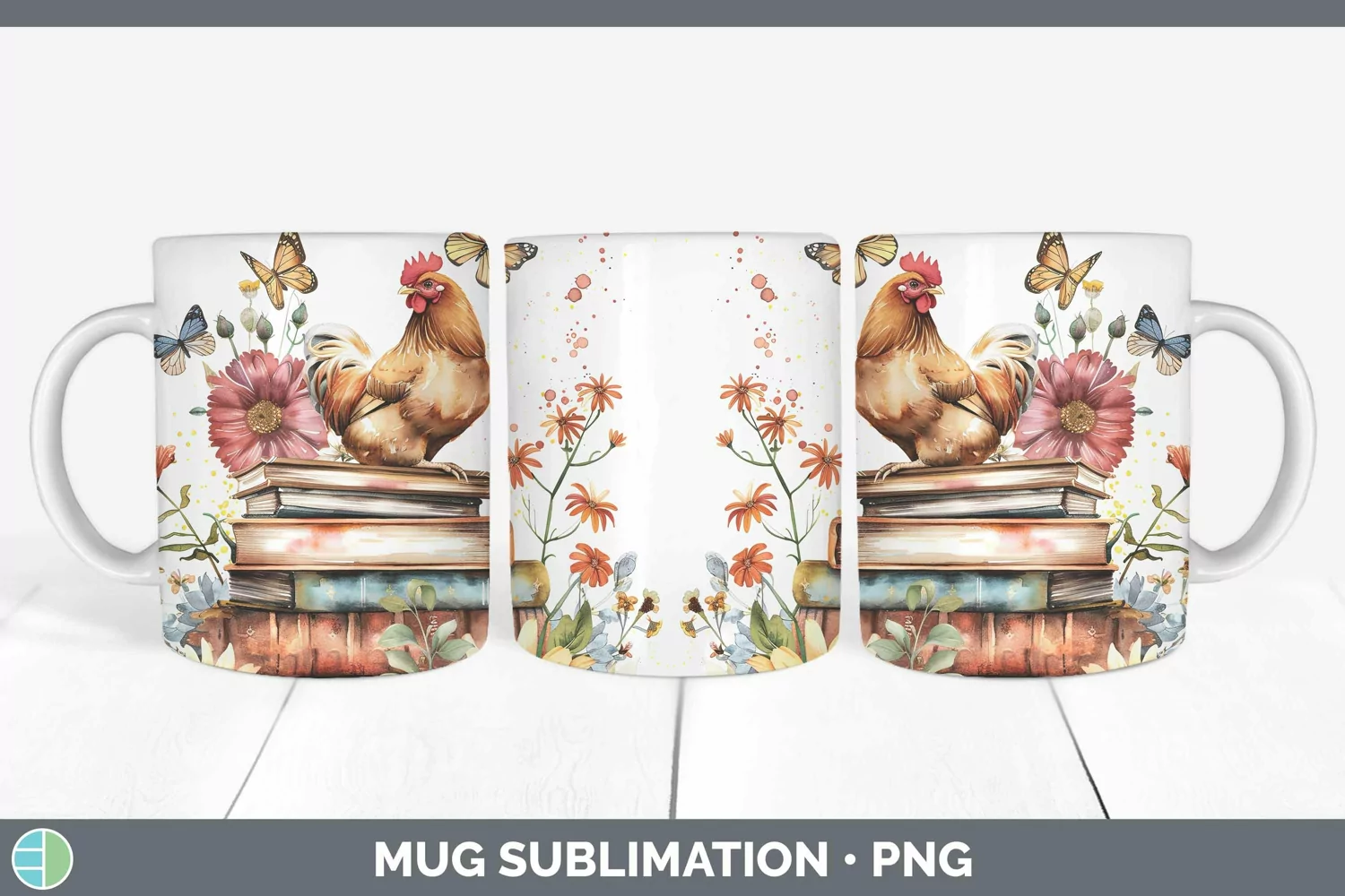 GorgeousWatercolor Books Mug Wrap design.