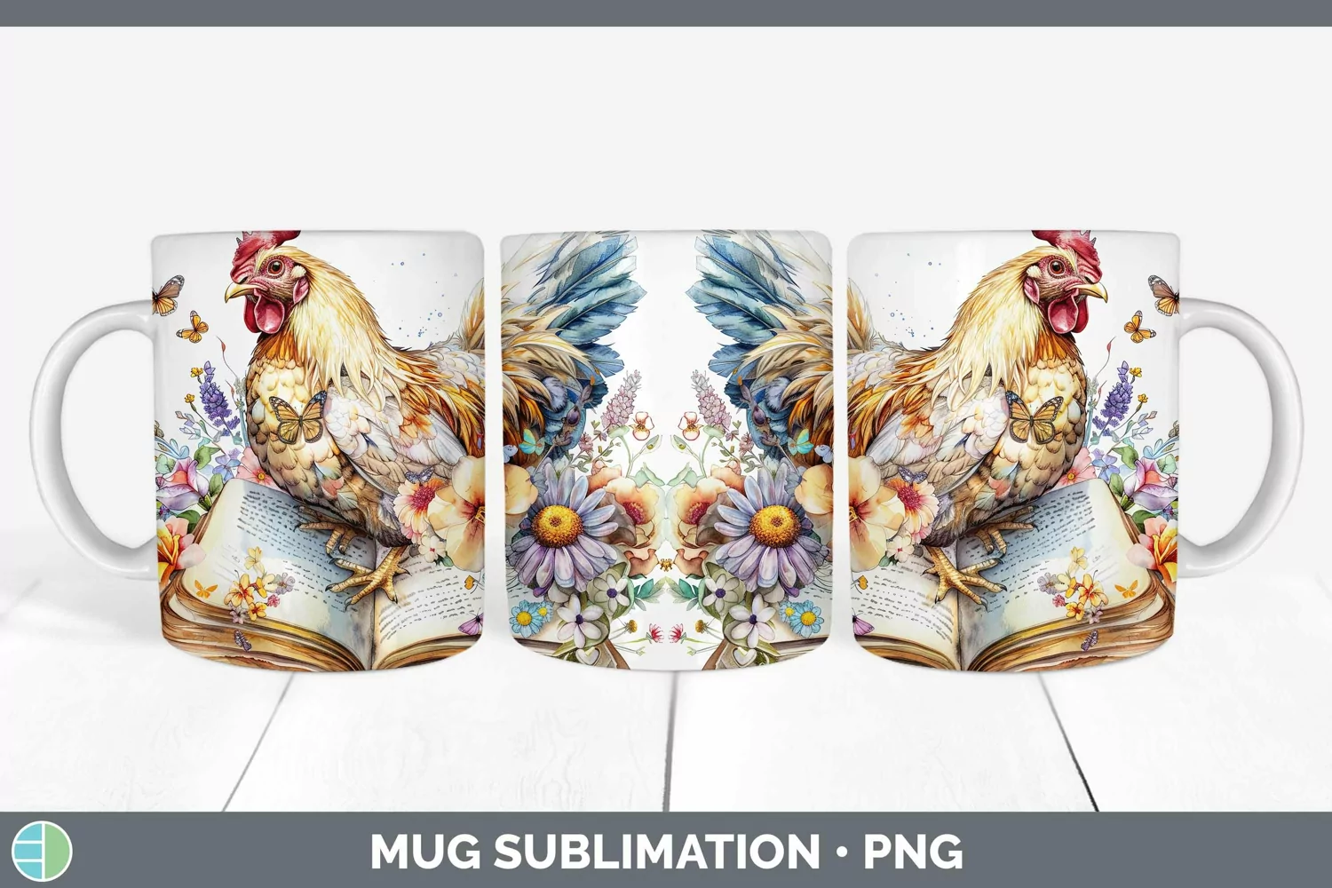 GorgeousWatercolor Books Mug Wrap design.