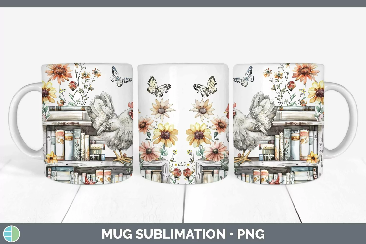 GorgeousWatercolor Books Mug Wrap design.
