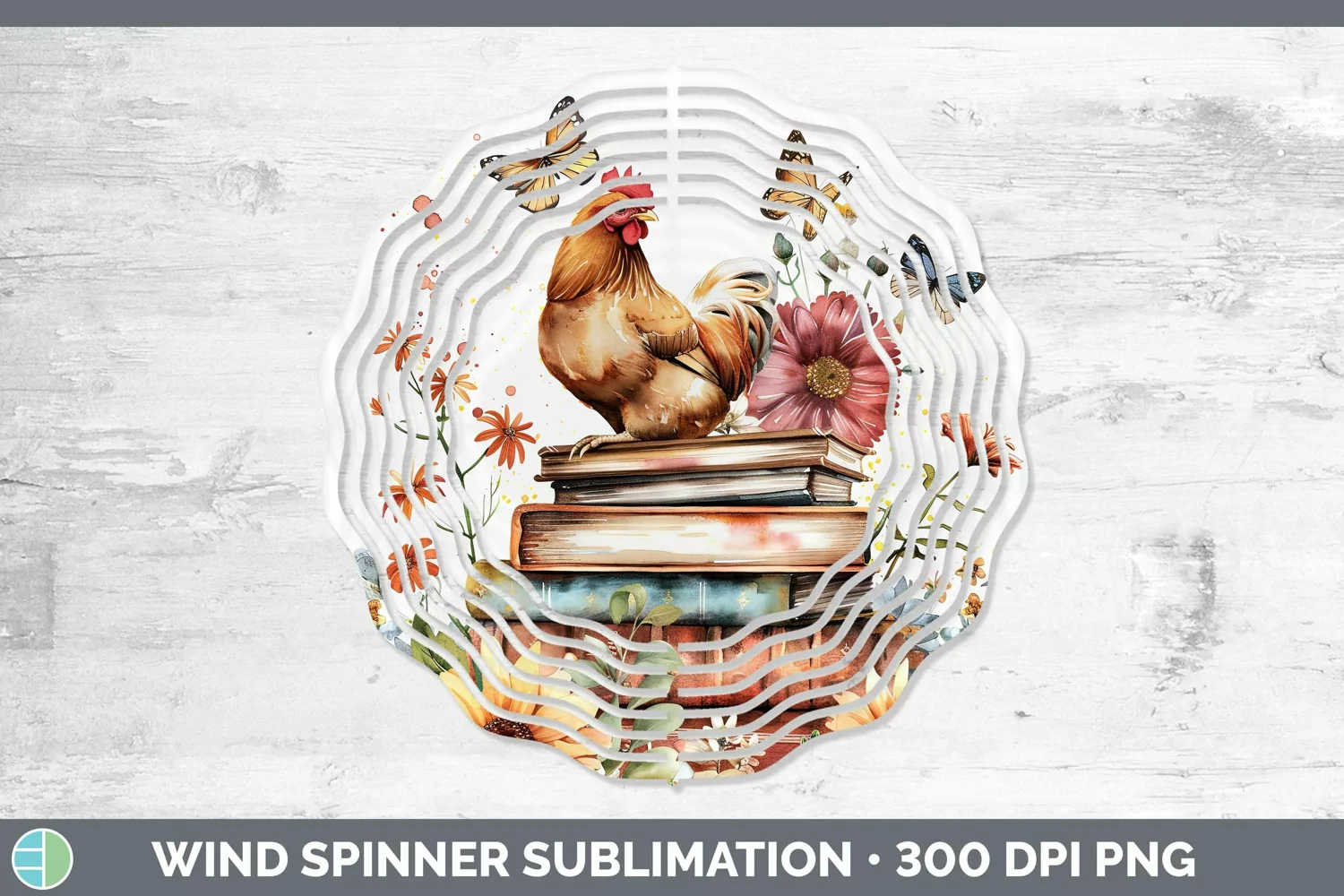 GorgeousWatercolor Books Wind Spinner design.