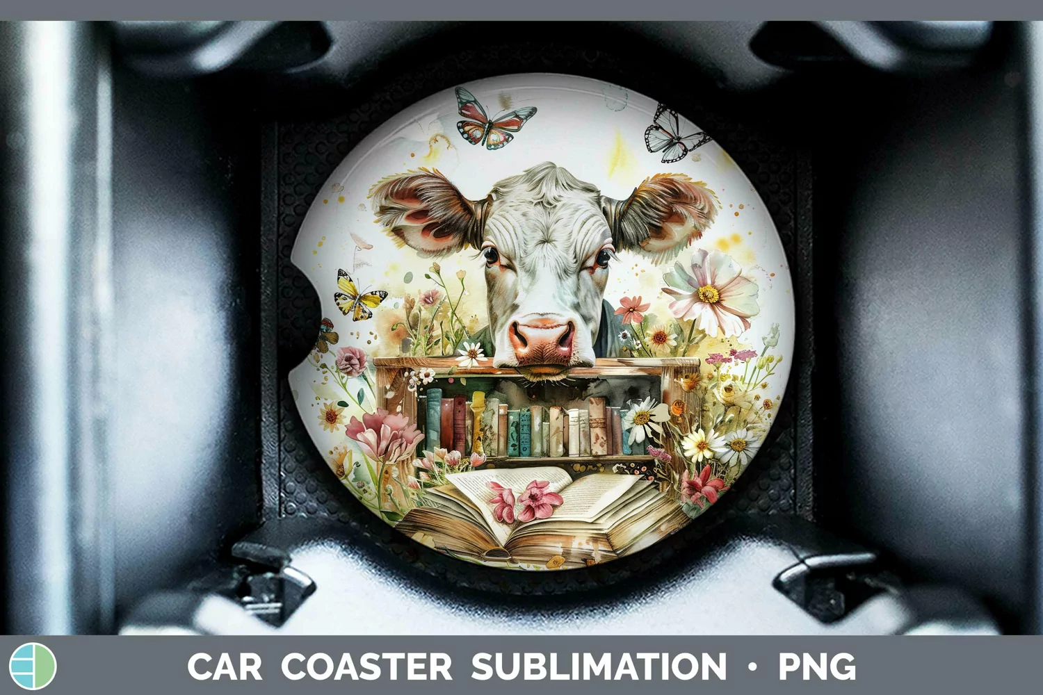 GorgeousWatercolor Books Car Coaster design.