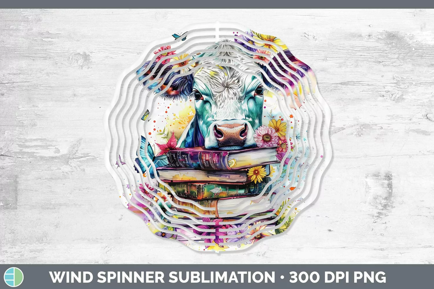 GorgeousWatercolor Books Wind Spinner design.