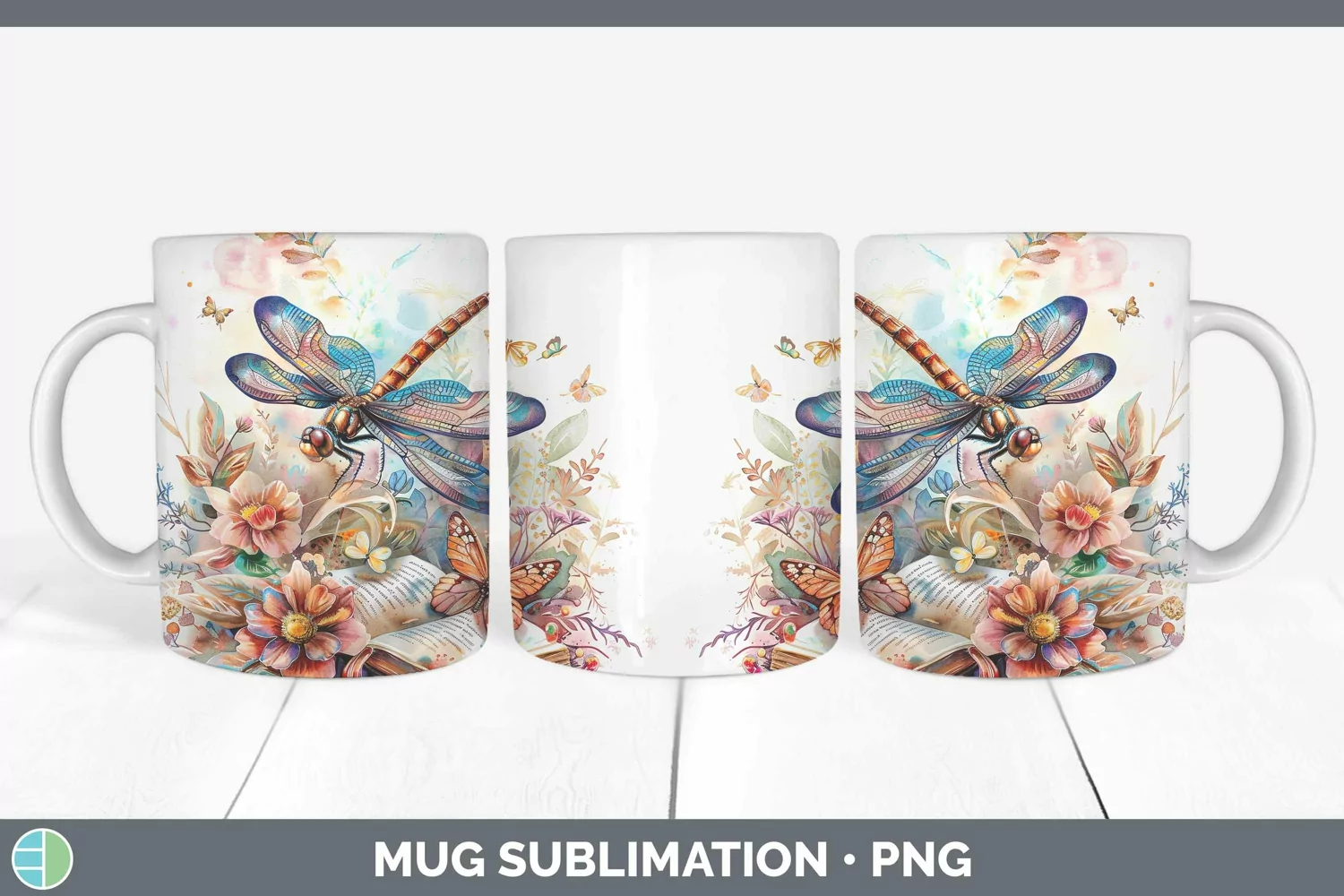GorgeousWatercolor Books Mug Wrap design.