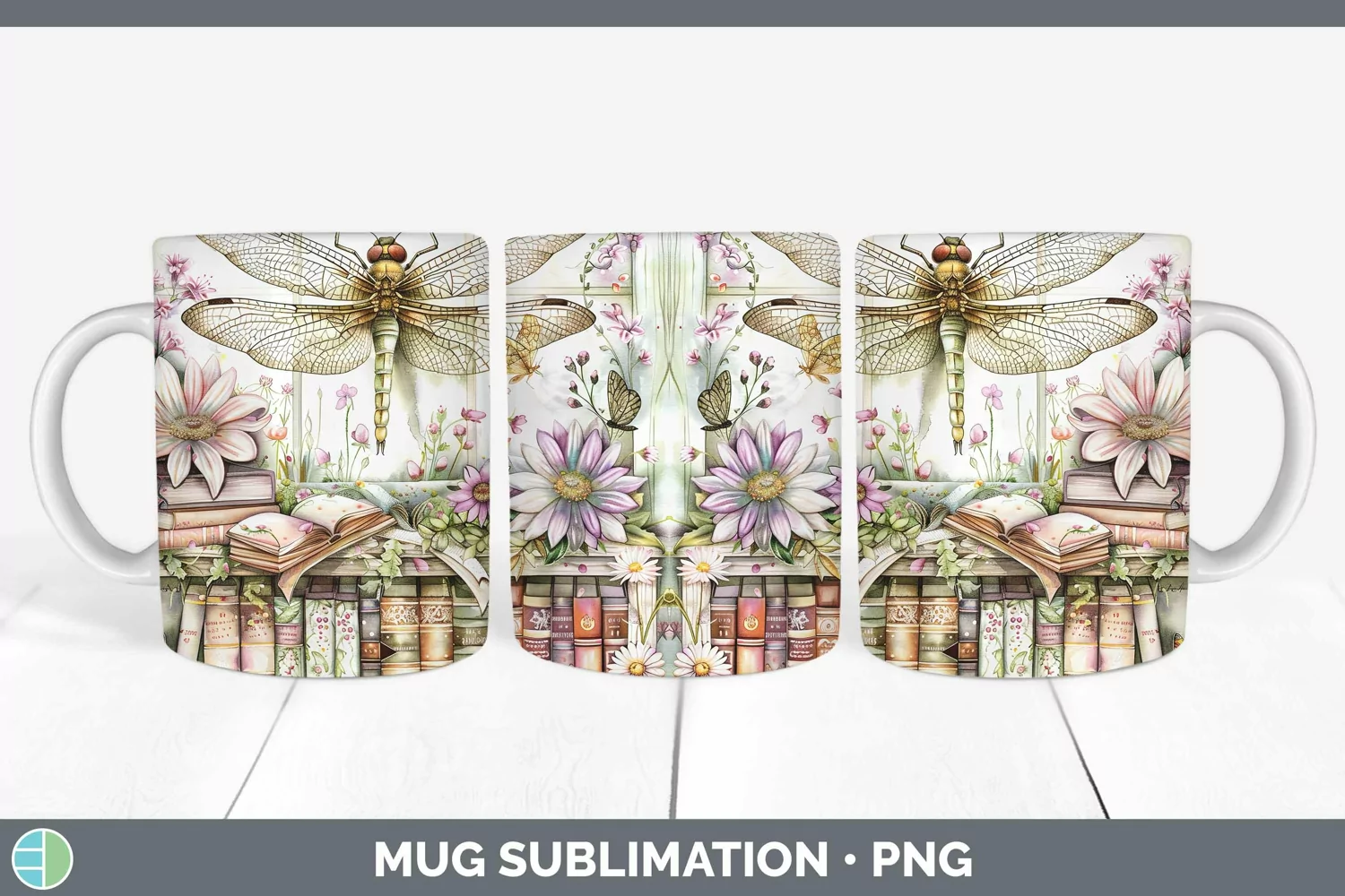 GorgeousWatercolor Books Mug Wrap design.