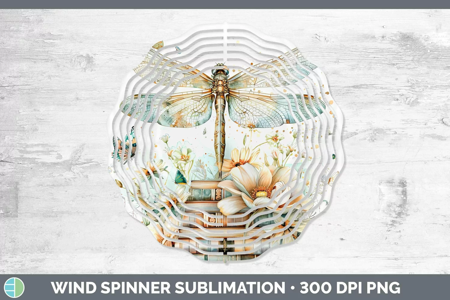 GorgeousWatercolor Books Wind Spinner design.