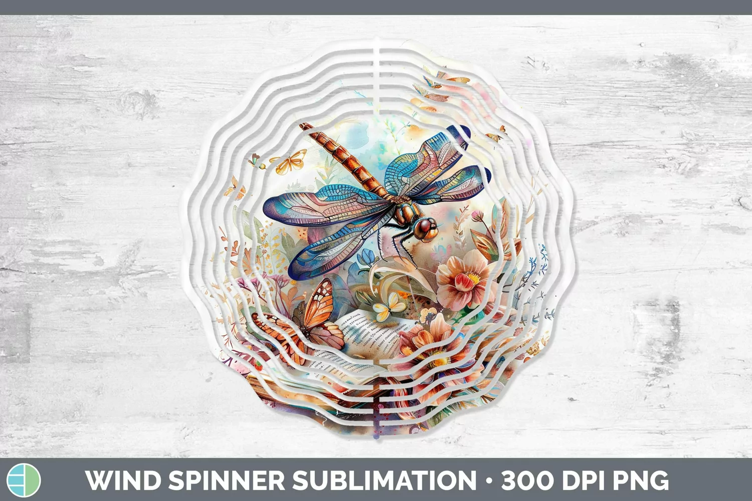 GorgeousWatercolor Books Wind Spinner design.