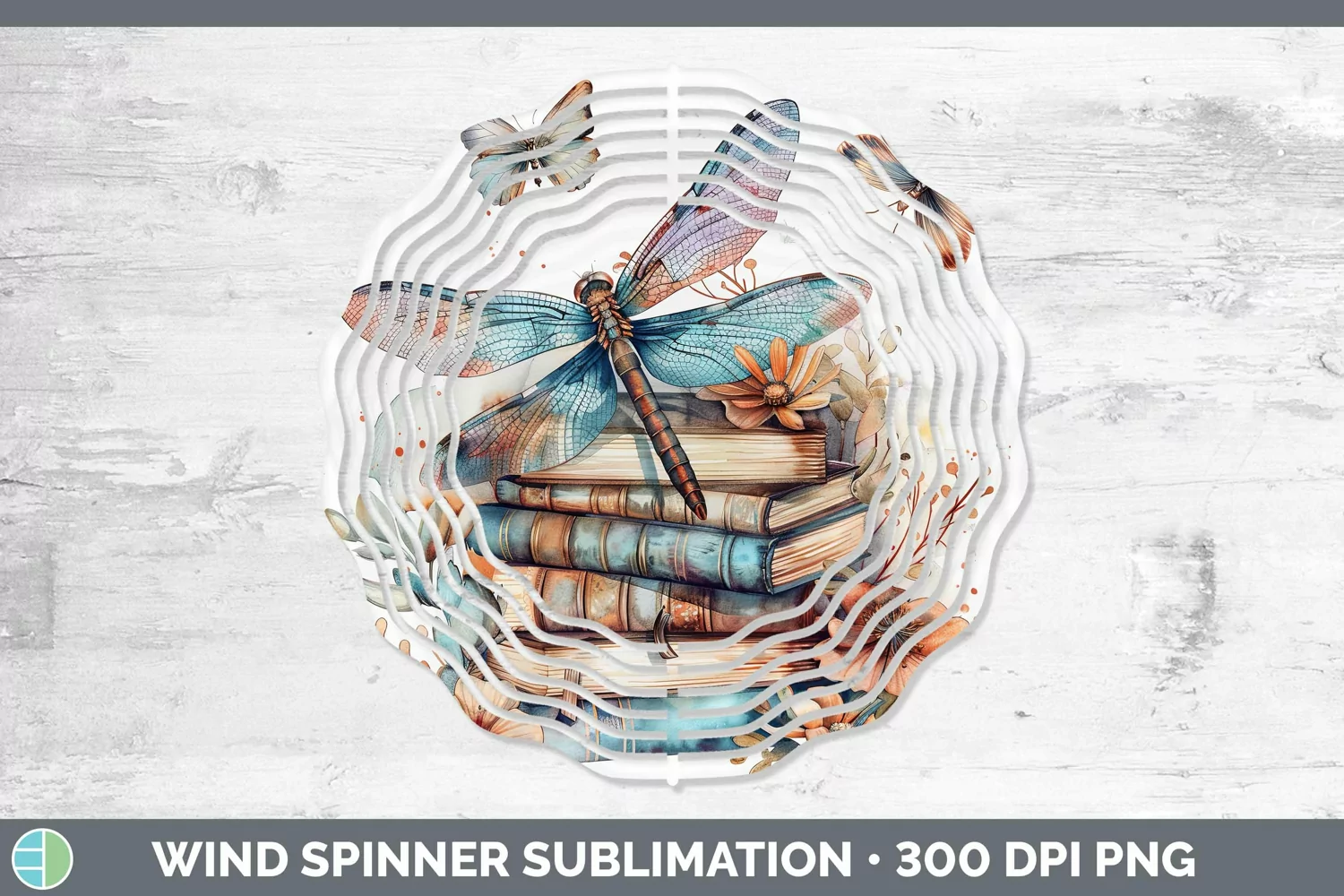 GorgeousWatercolor Books Wind Spinner design.