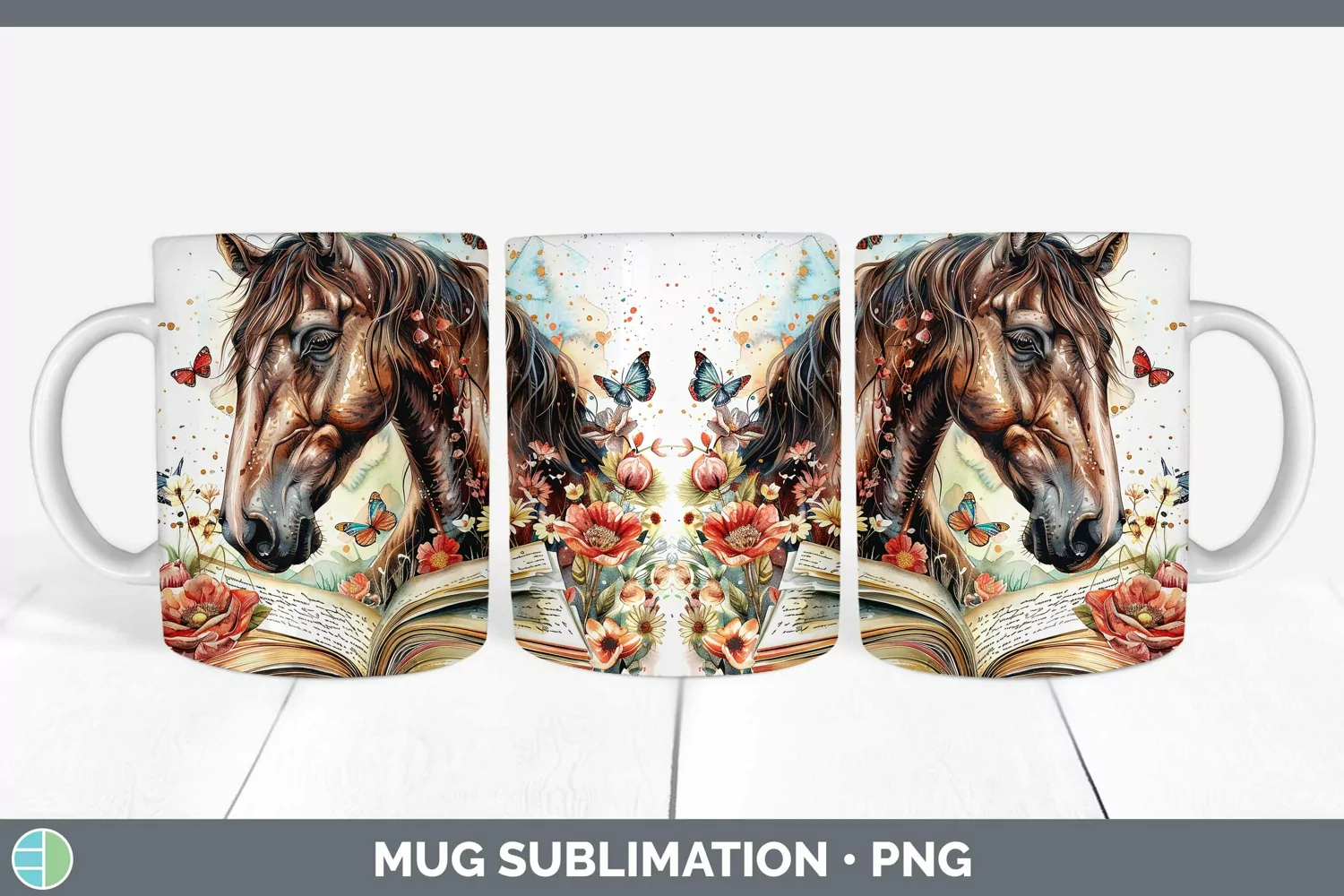 GorgeousWatercolor Books Mug Wrap design.