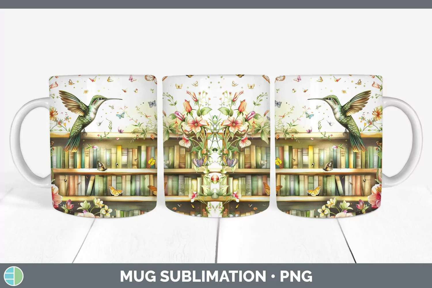 GorgeousWatercolor Books Mug Wrap design.