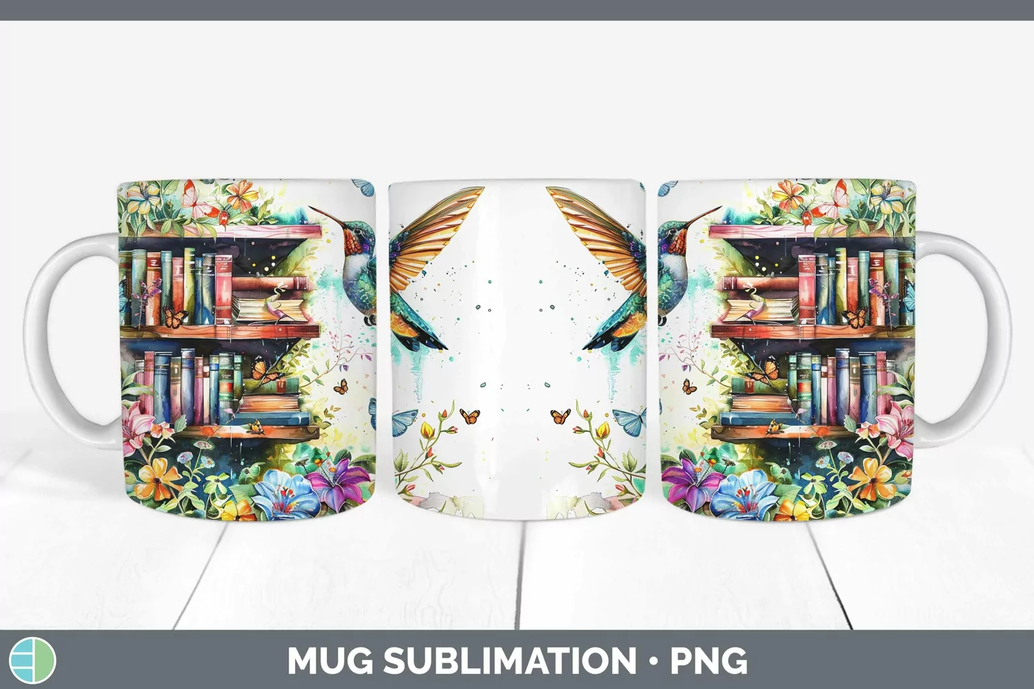 GorgeousWatercolor Books Mug Wrap design.