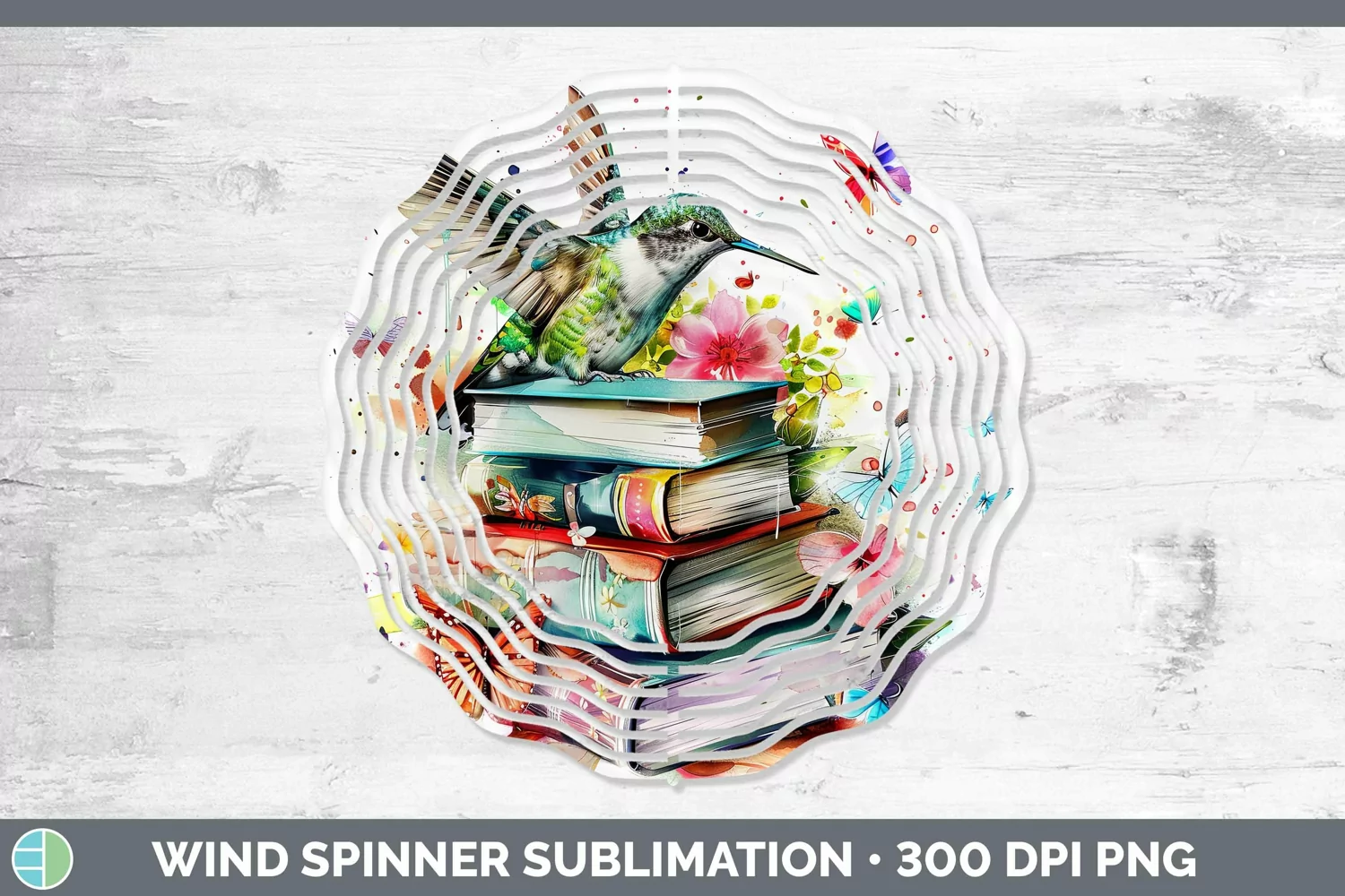 GorgeousWatercolor Books Wind Spinner design.