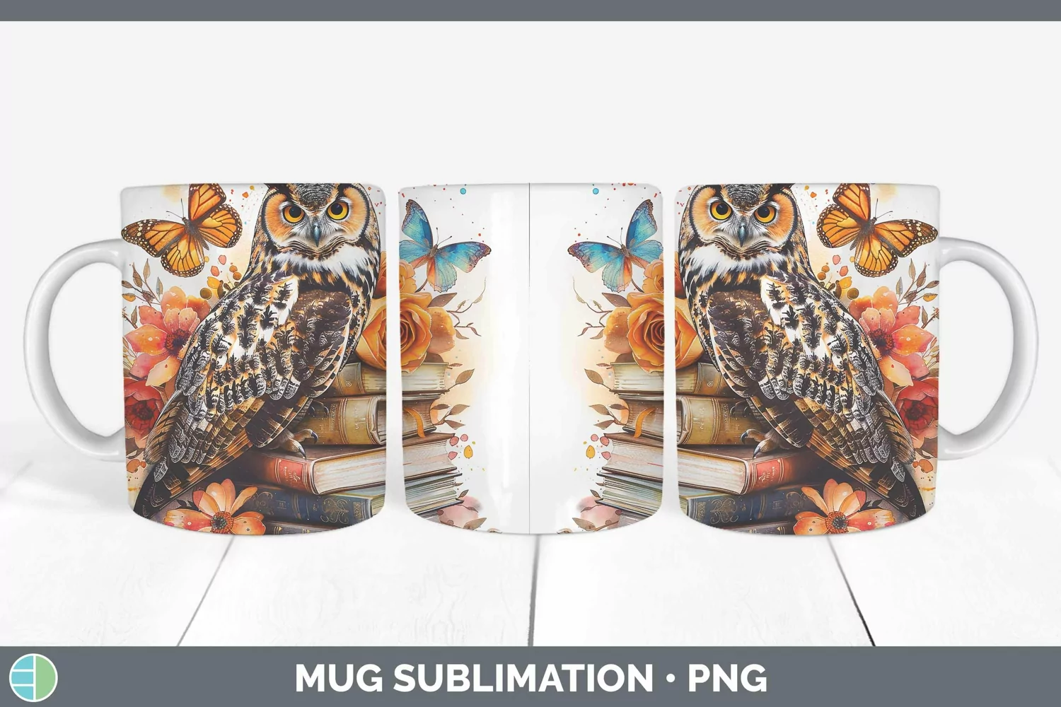 GorgeousWatercolor Books Mug Wrap design.