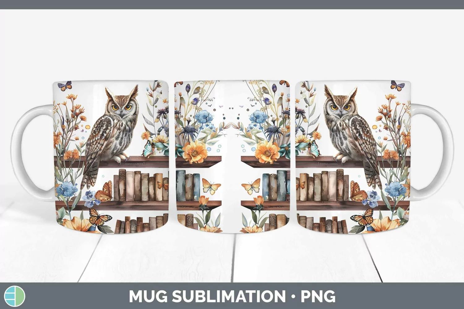 GorgeousWatercolor Books Mug Wrap design.