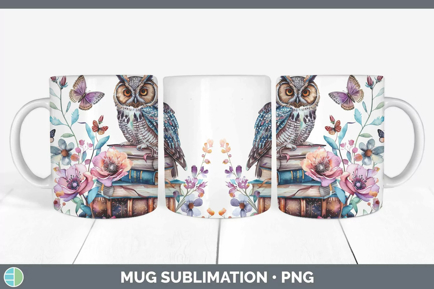 GorgeousWatercolor Books Mug Wrap design.