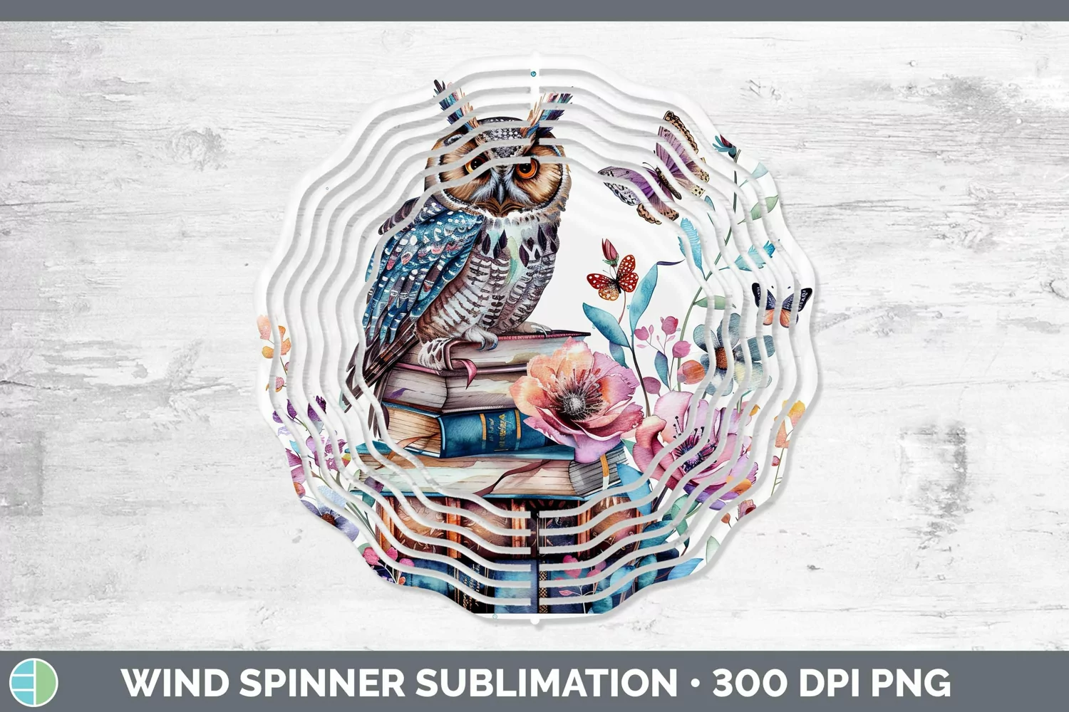 GorgeousWatercolor Books Wind Spinner design.