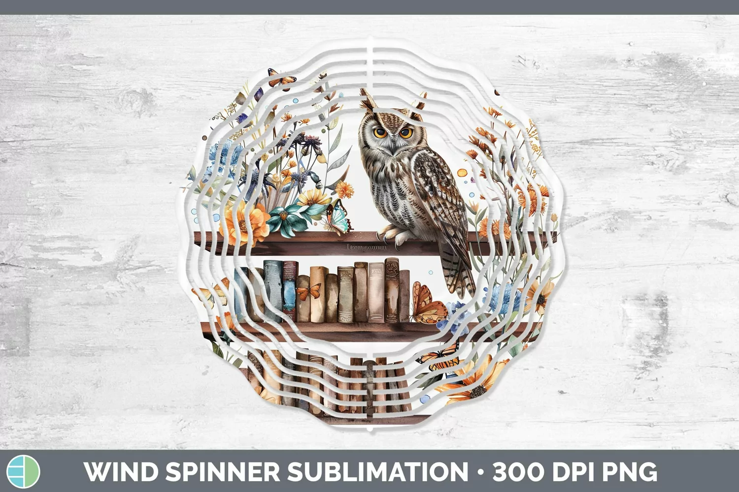 GorgeousWatercolor Books Wind Spinner design.