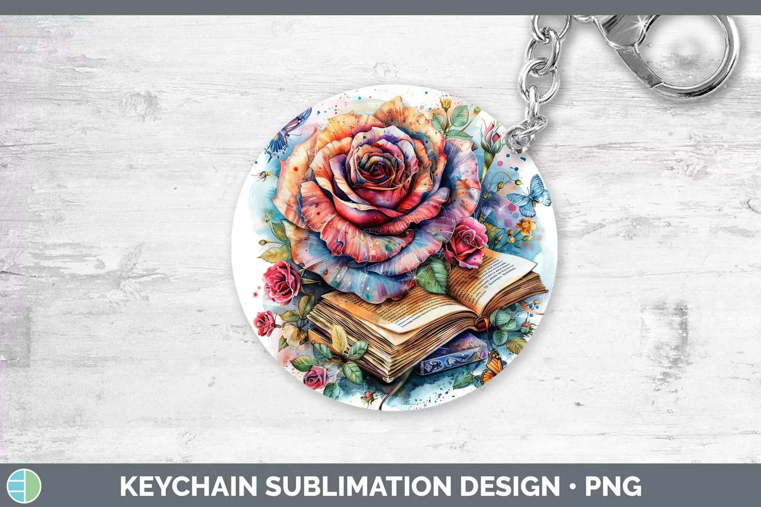 GorgeousWatercolor Books Keychain design.
