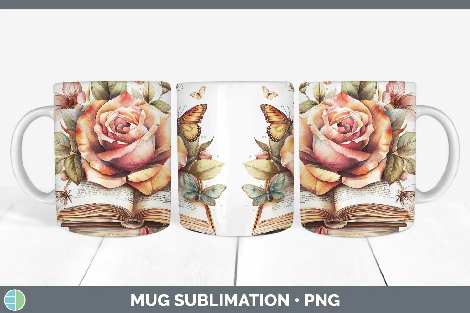 GorgeousWatercolor Books Mug Wrap design.
