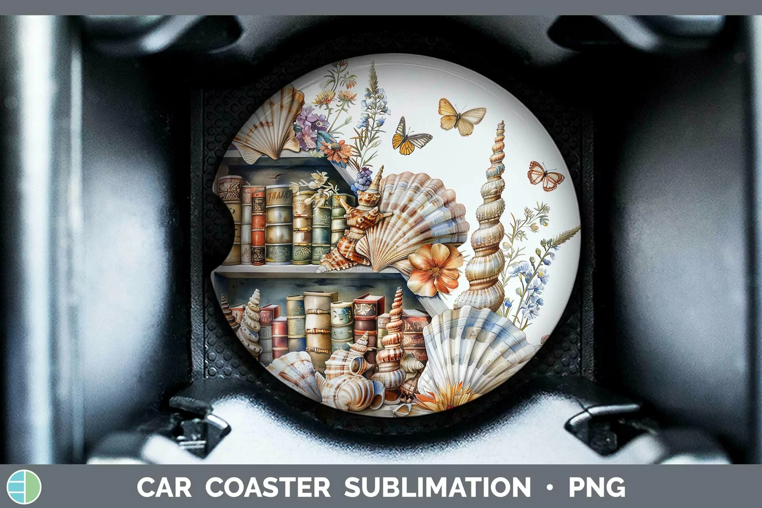 GorgeousWatercolor Books Car Coaster design.