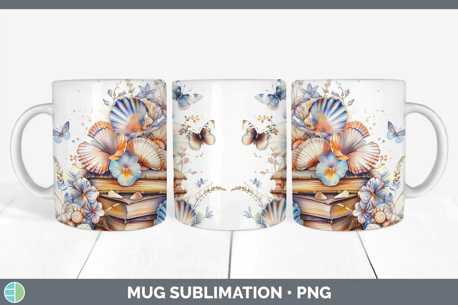 GorgeousWatercolor Books Mug Wrap design.