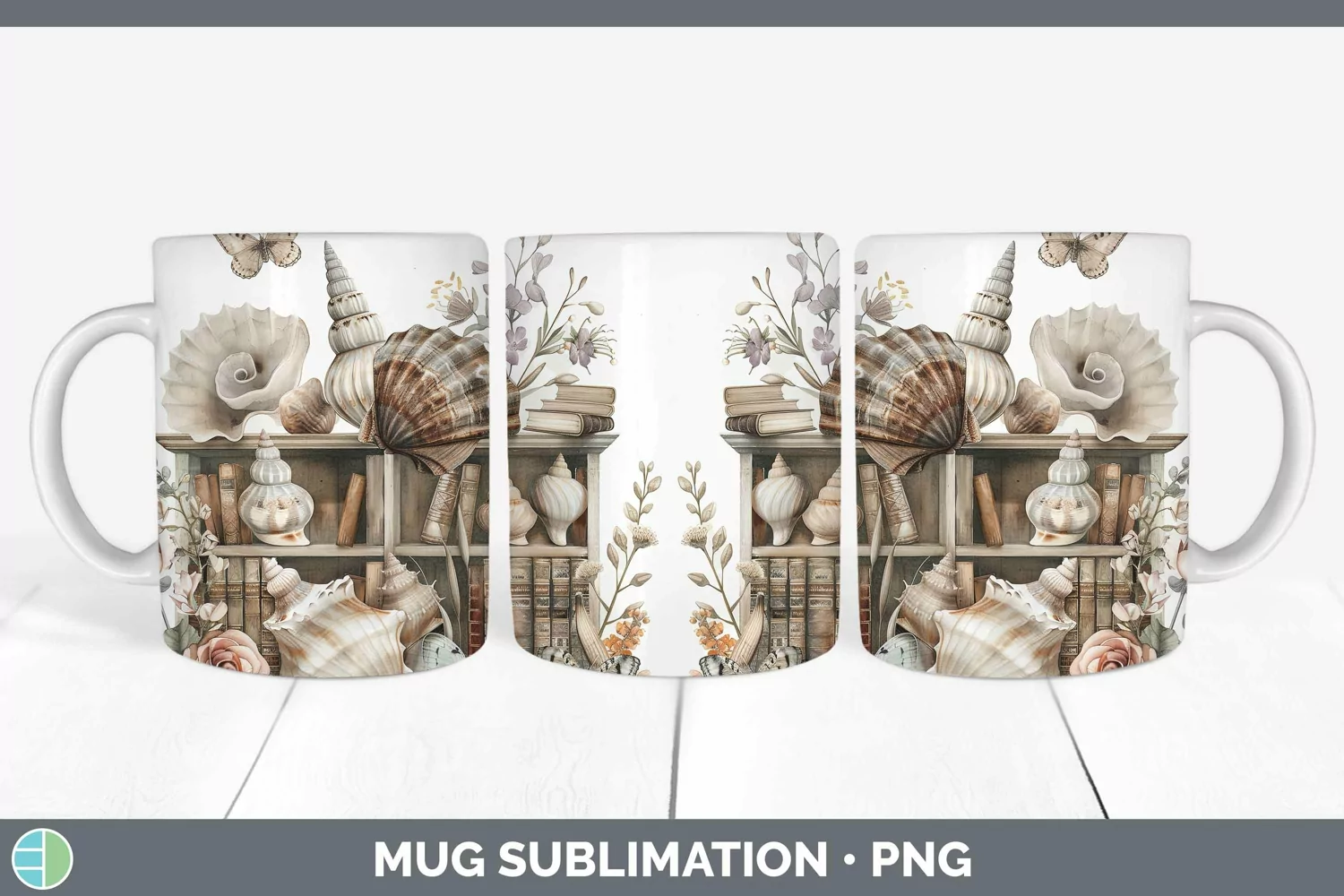 GorgeousWatercolor Books Mug Wrap design.