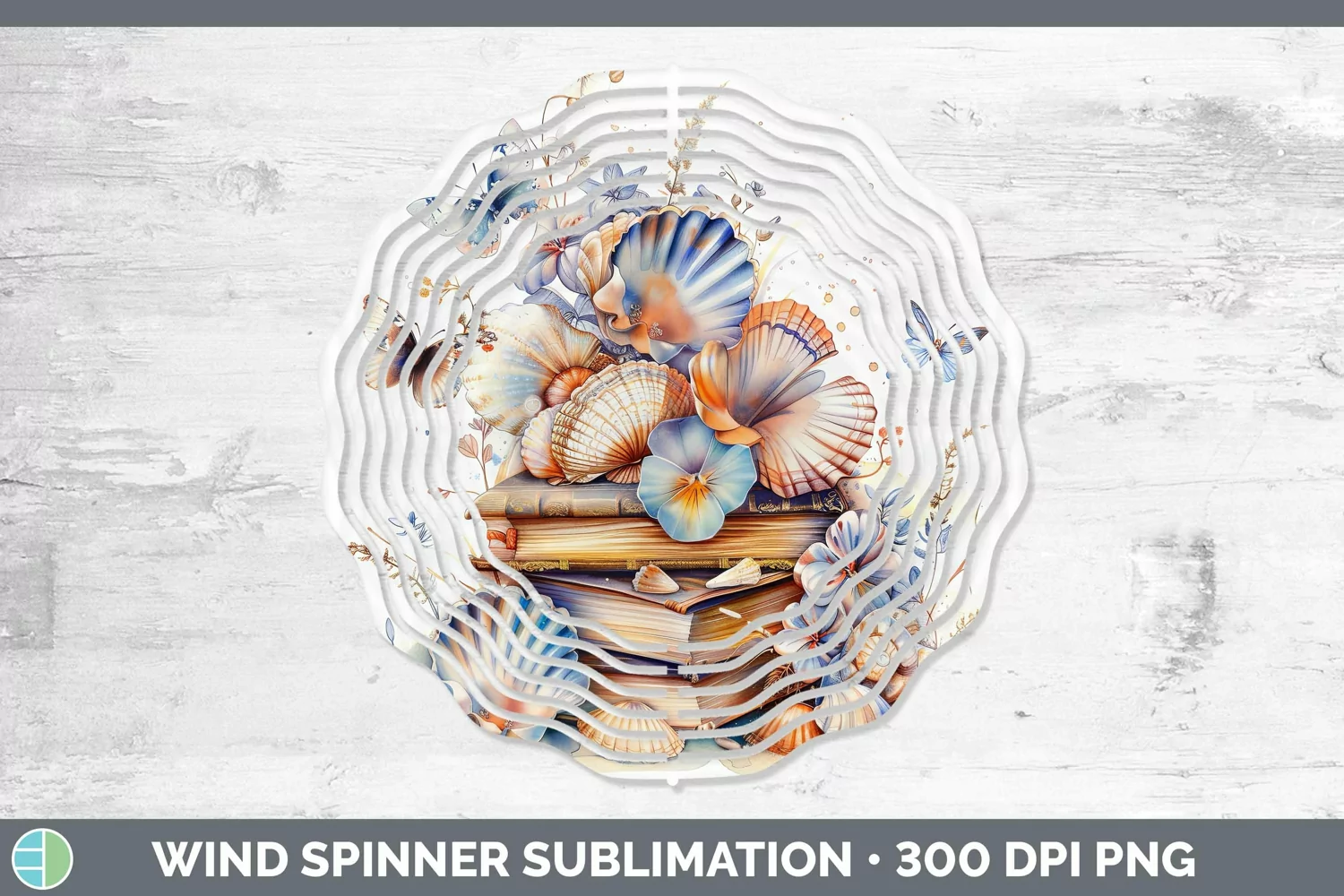 GorgeousWatercolor Books Wind Spinner design.