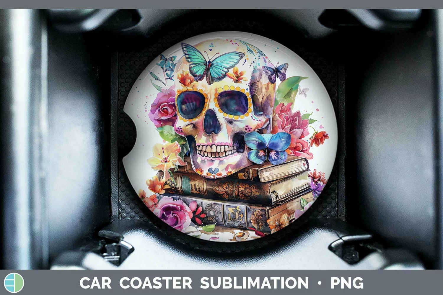 GorgeousWatercolor Books Car Coaster design.