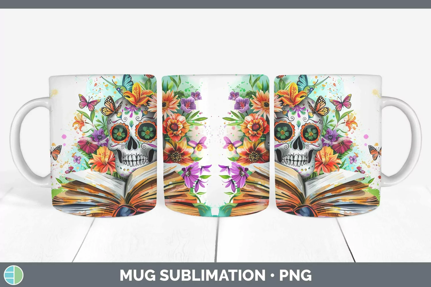 GorgeousWatercolor Books Mug Wrap design.