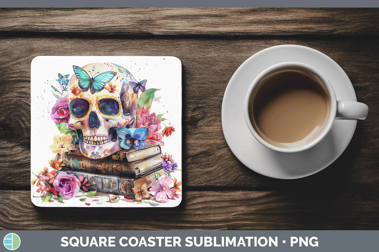 GorgeousWatercolor Books Square Coaster design.