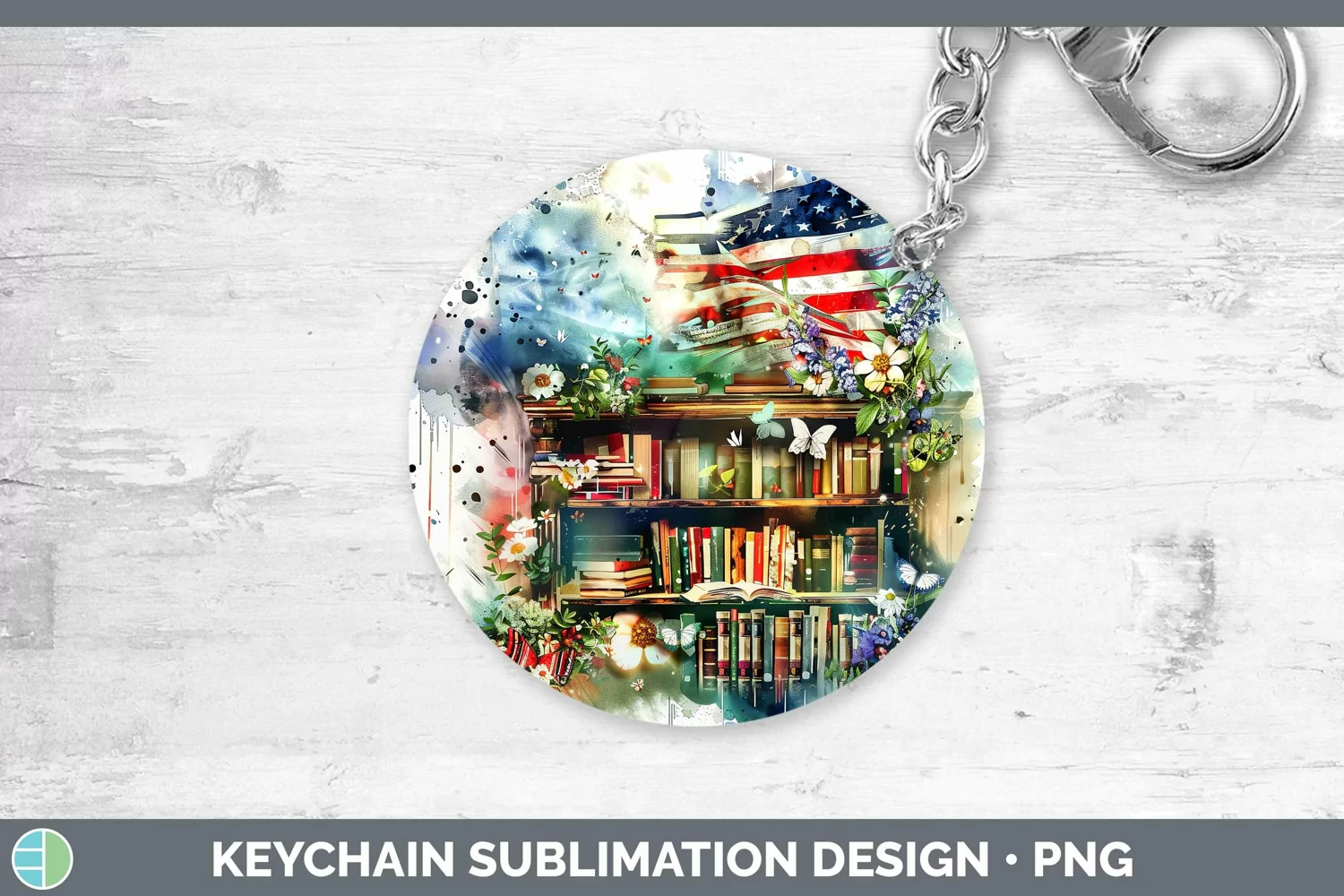 GorgeousWatercolor Books Keychain design.