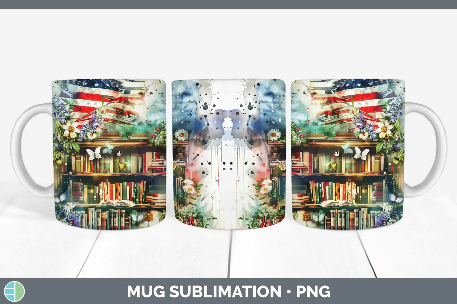 GorgeousWatercolor Books Mug Wrap design.