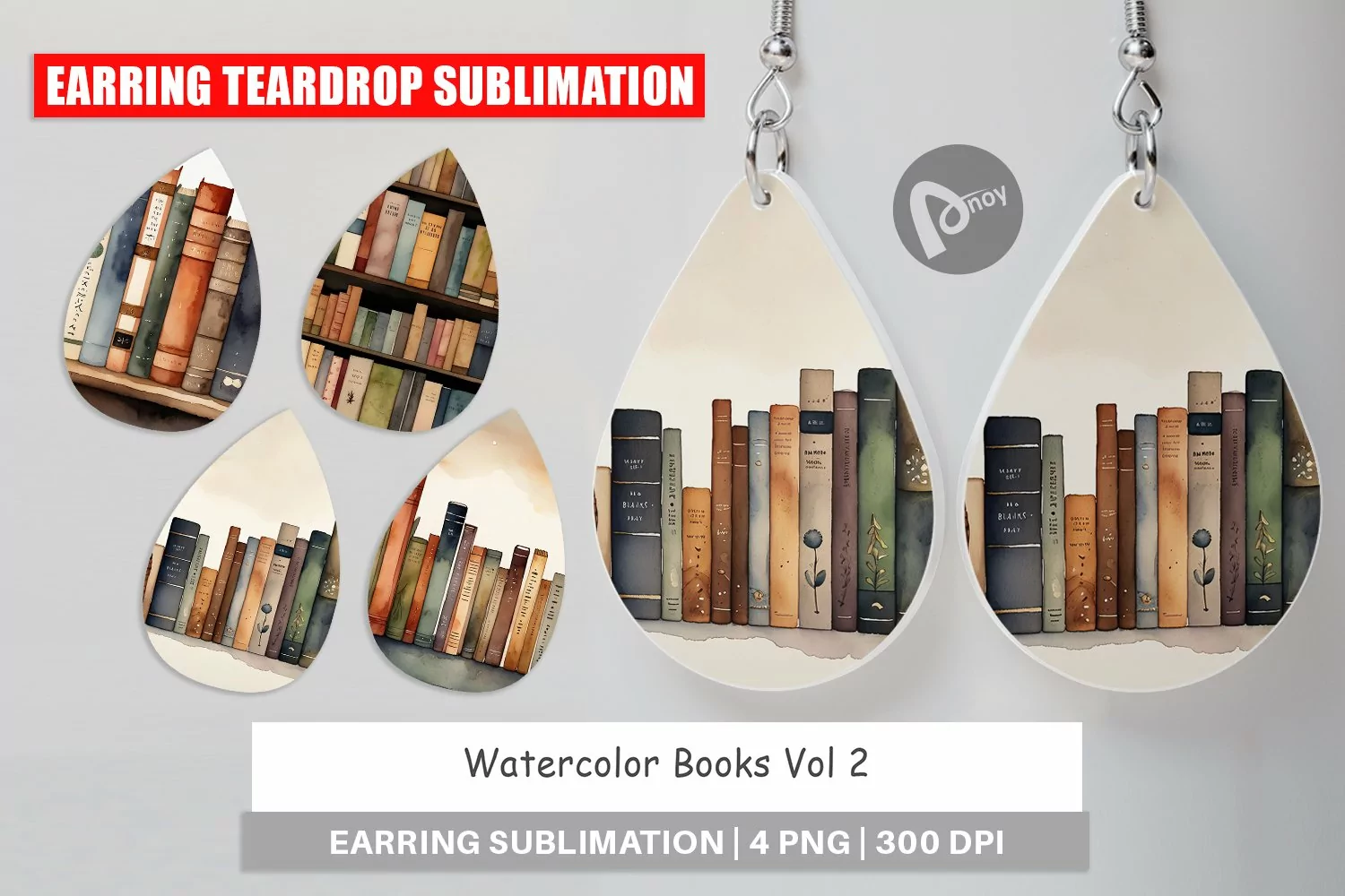 Earring Teardrop Watercolor Books product image 1
