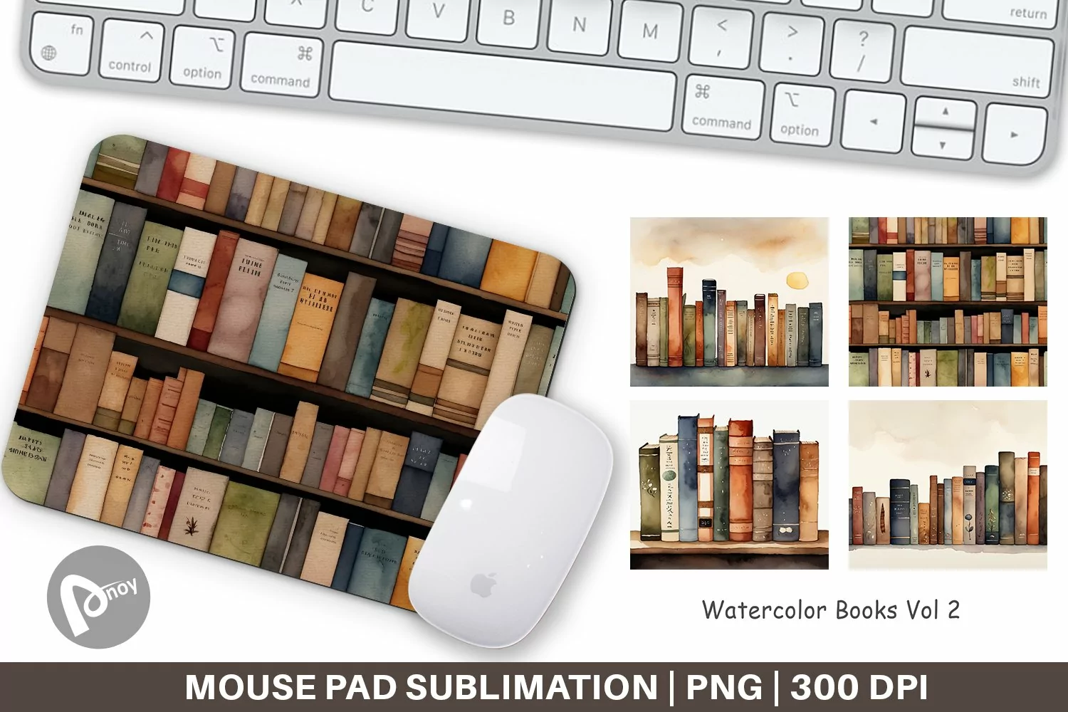 Mouse Pad Watercolor Books product image 1