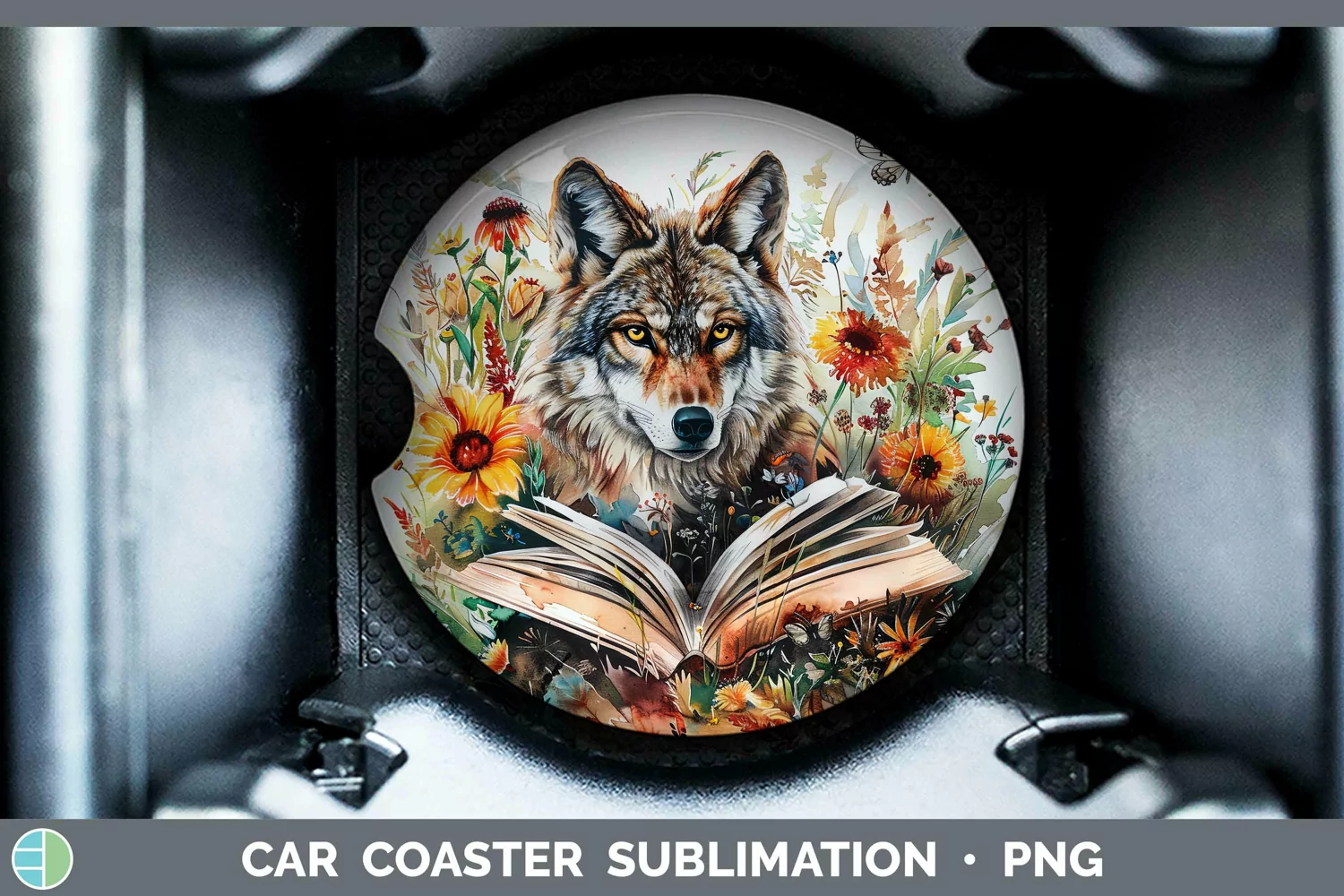 GorgeousWatercolor Books Car Coaster design.