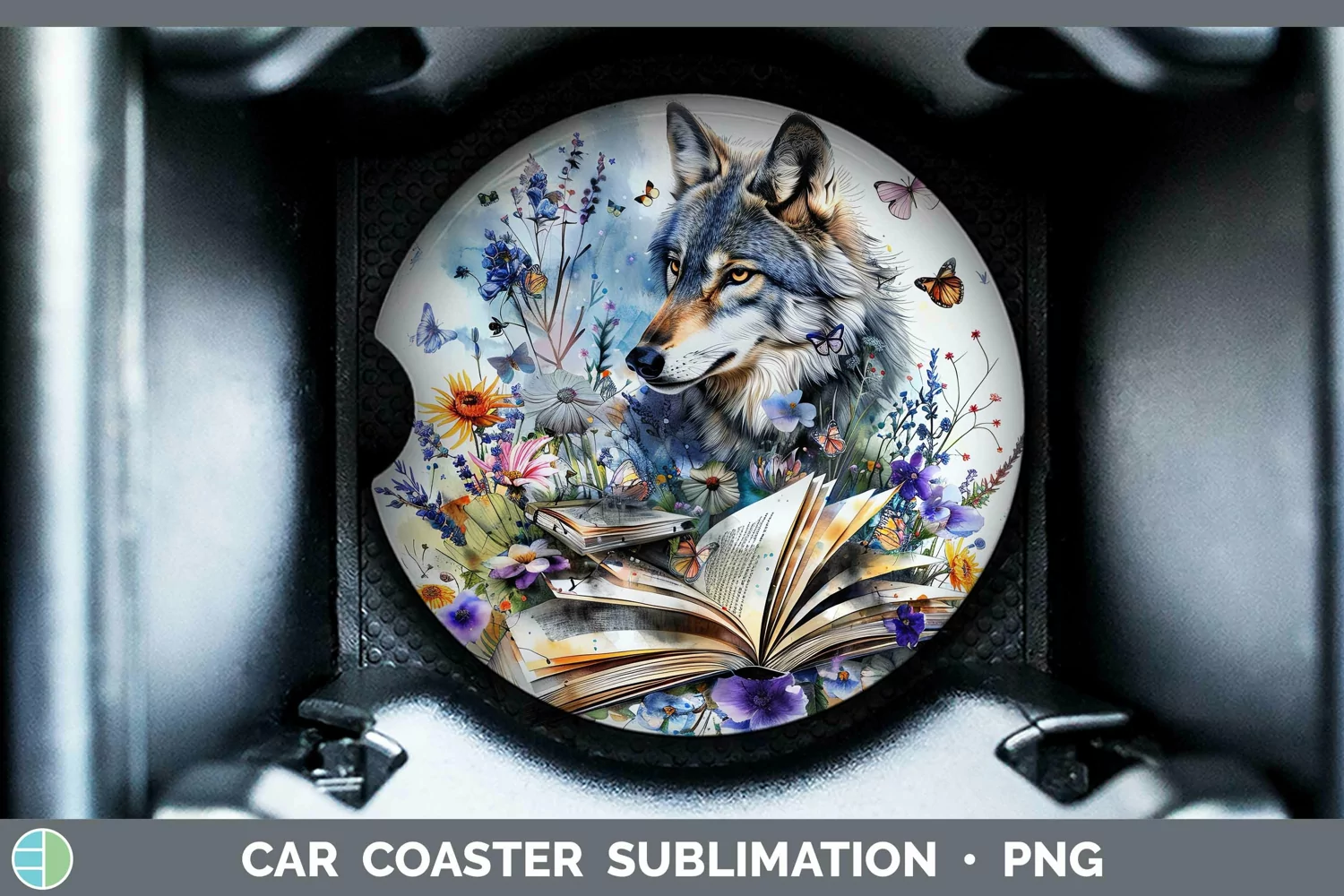 GorgeousWatercolor Books Car Coaster design.