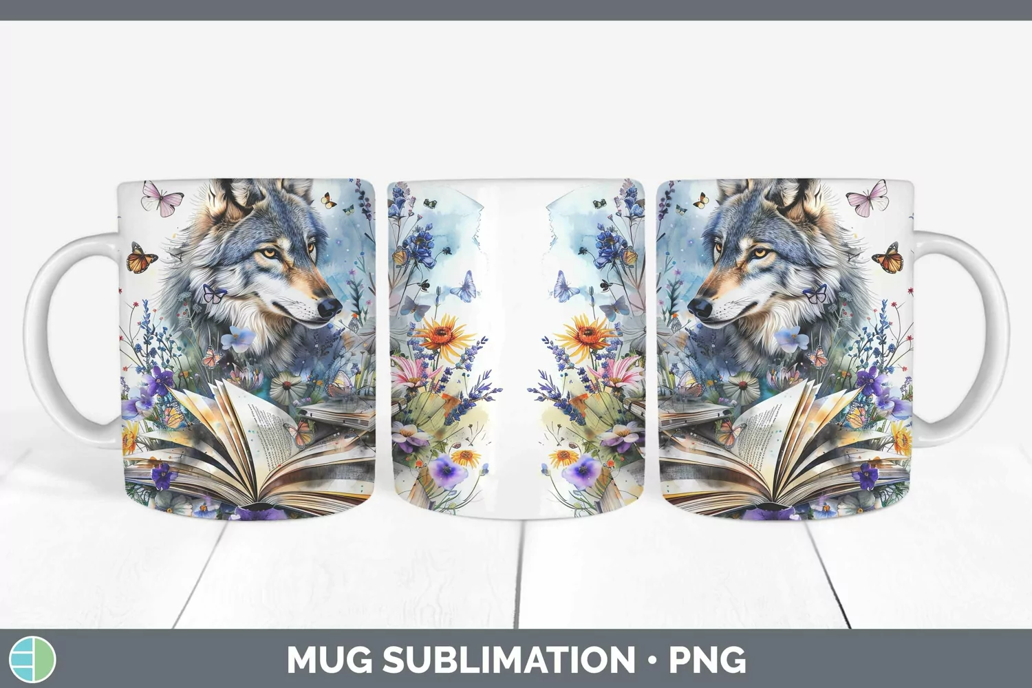 GorgeousWatercolor Books Mug Wrap design.