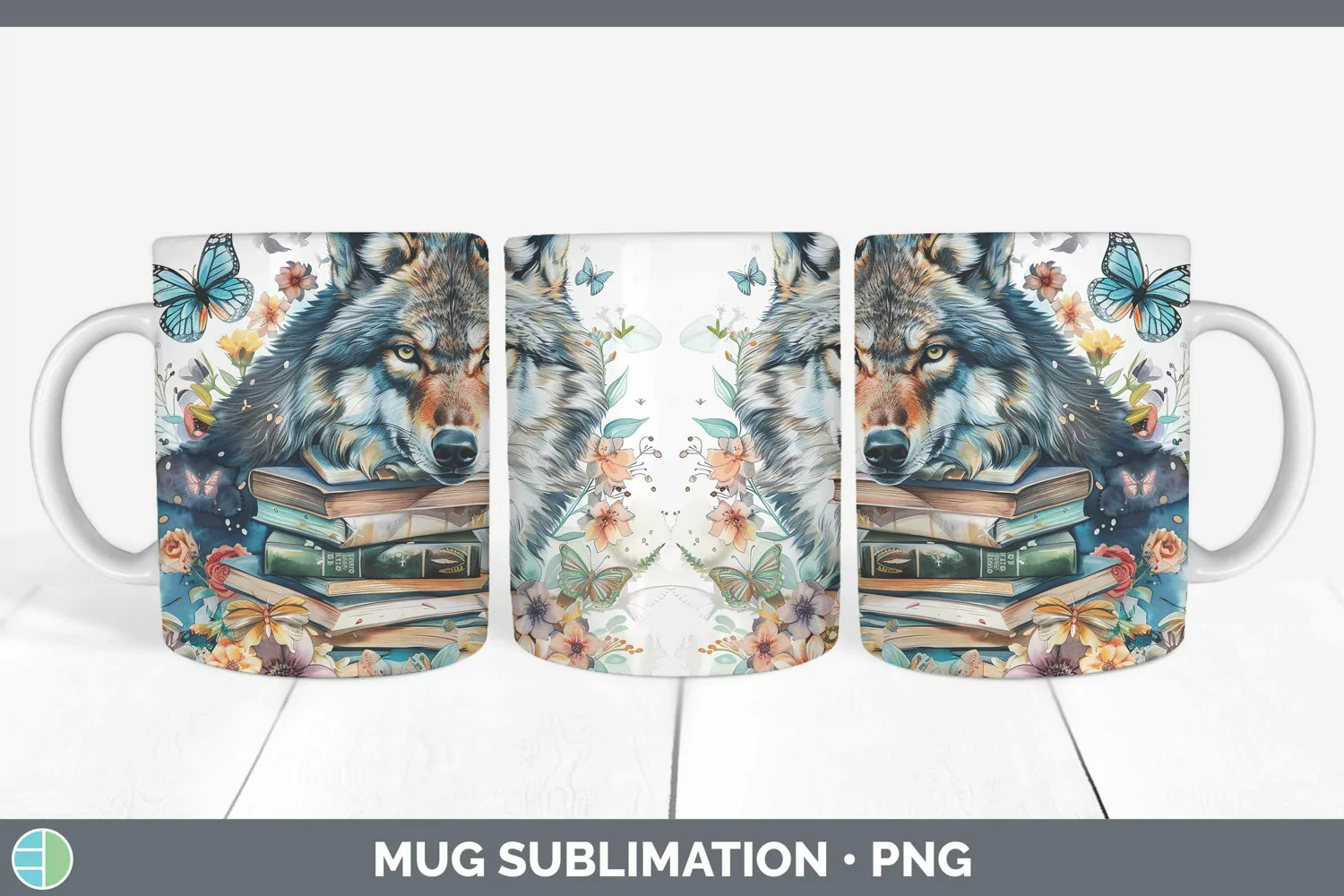 GorgeousWatercolor Books Mug Wrap design.