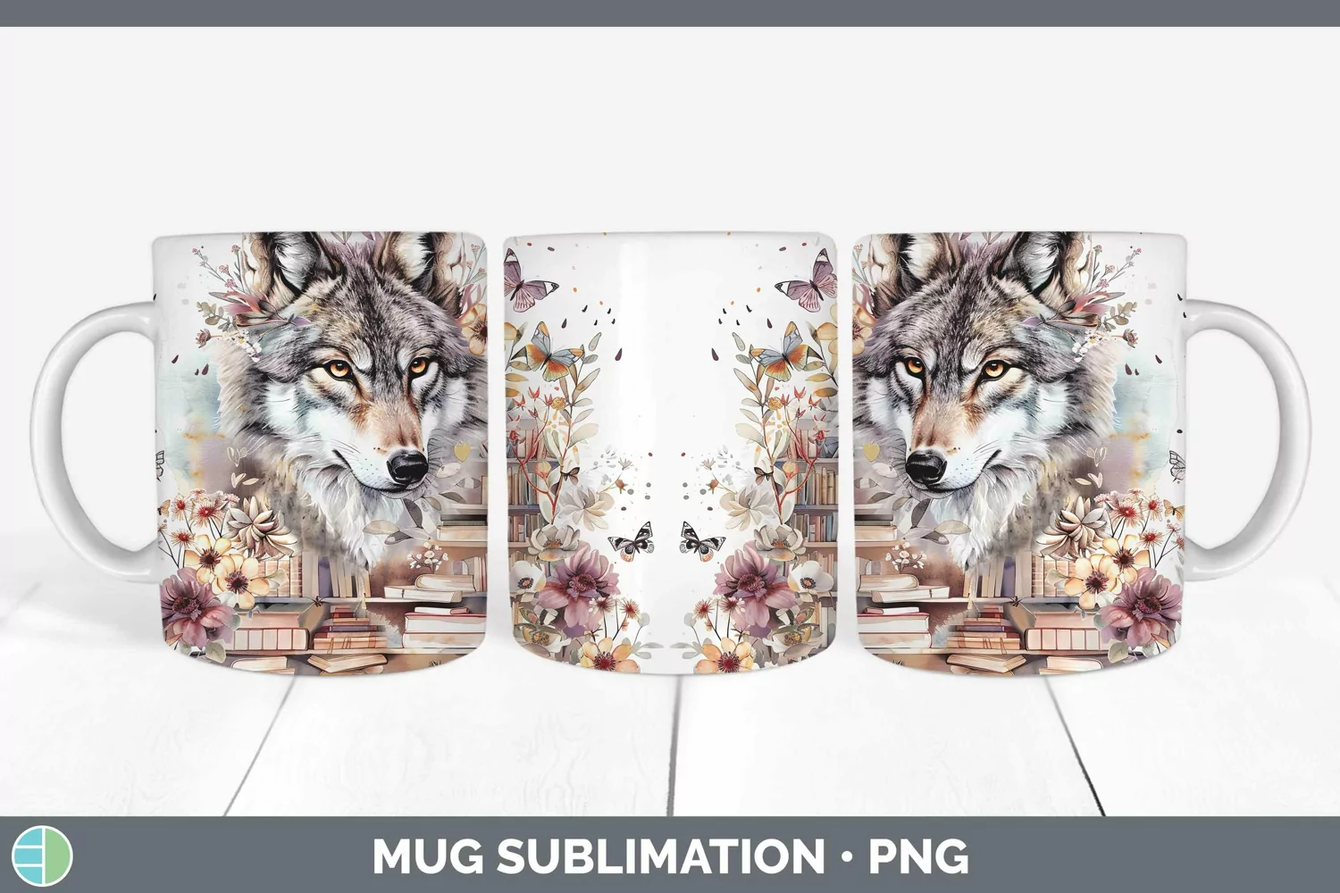 GorgeousWatercolor Books Mug Wrap design.