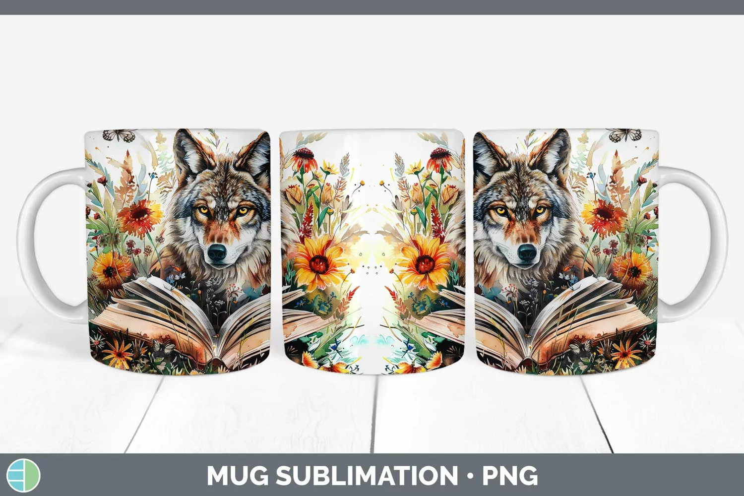 GorgeousWatercolor Books Mug Wrap design.
