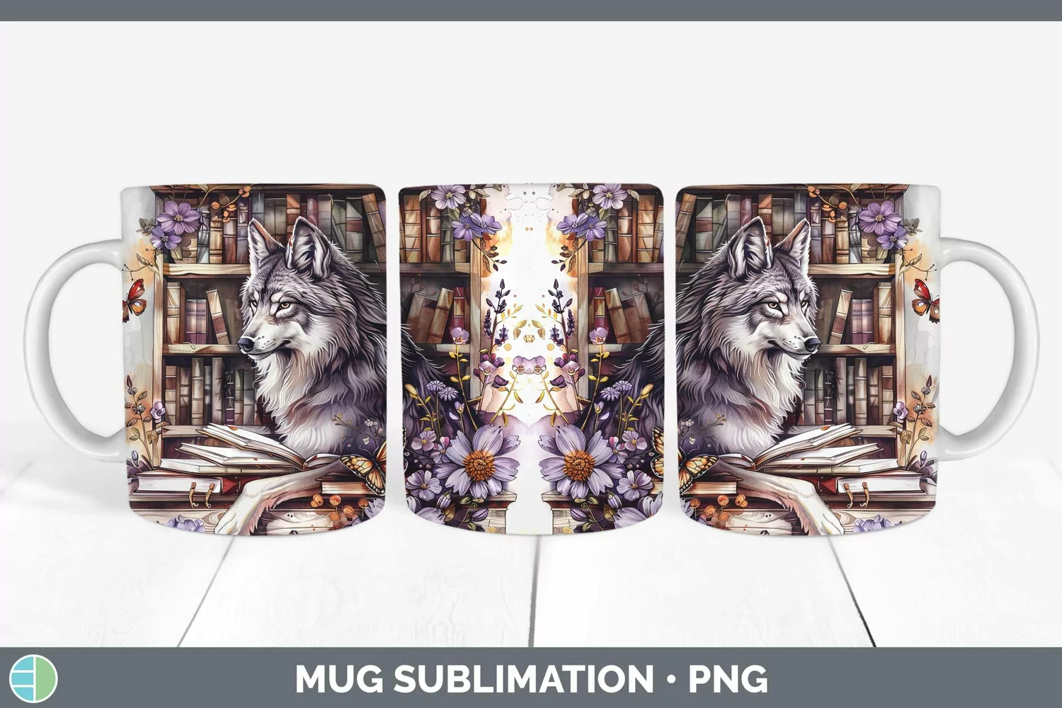 GorgeousWatercolor Books Mug Wrap design.