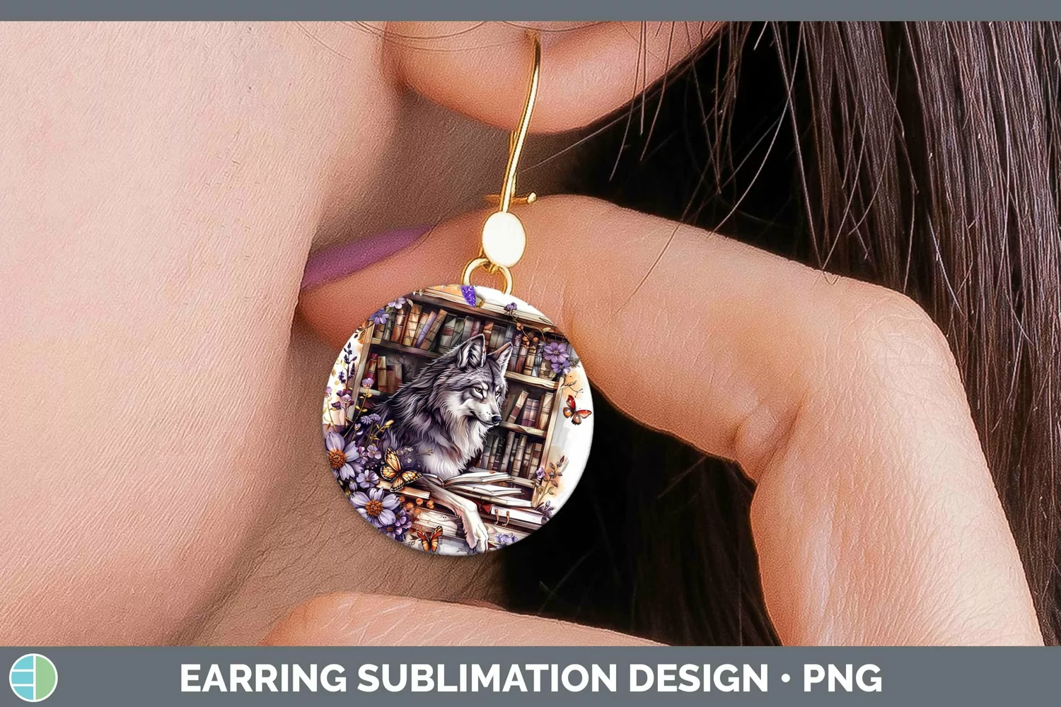 GorgeousWatercolor Books Round Earrings design.