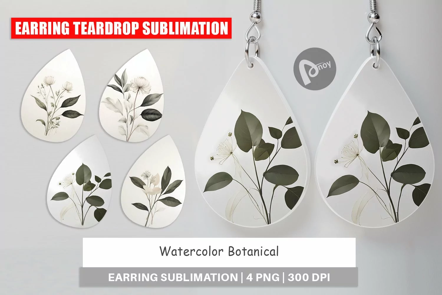 Earring Teardrop Watercolor Botanical product image 1