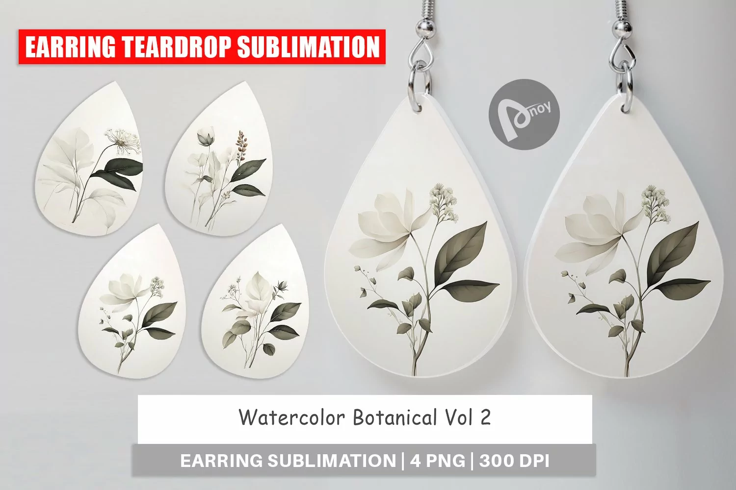 Earring Teardrop Watercolor Botanical product image 1