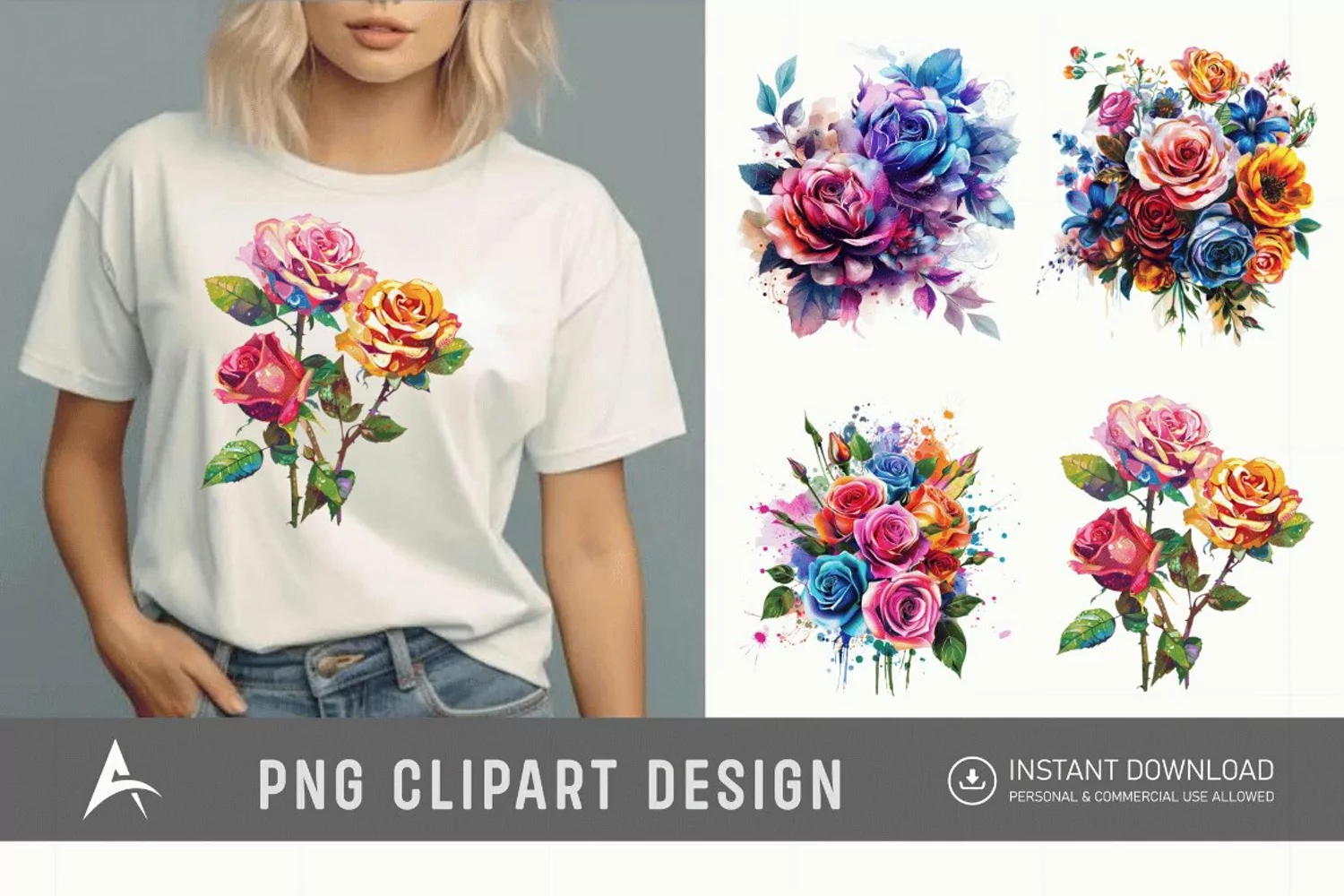 Bouquet Cosmic Rose Flowers Clipart product image 1