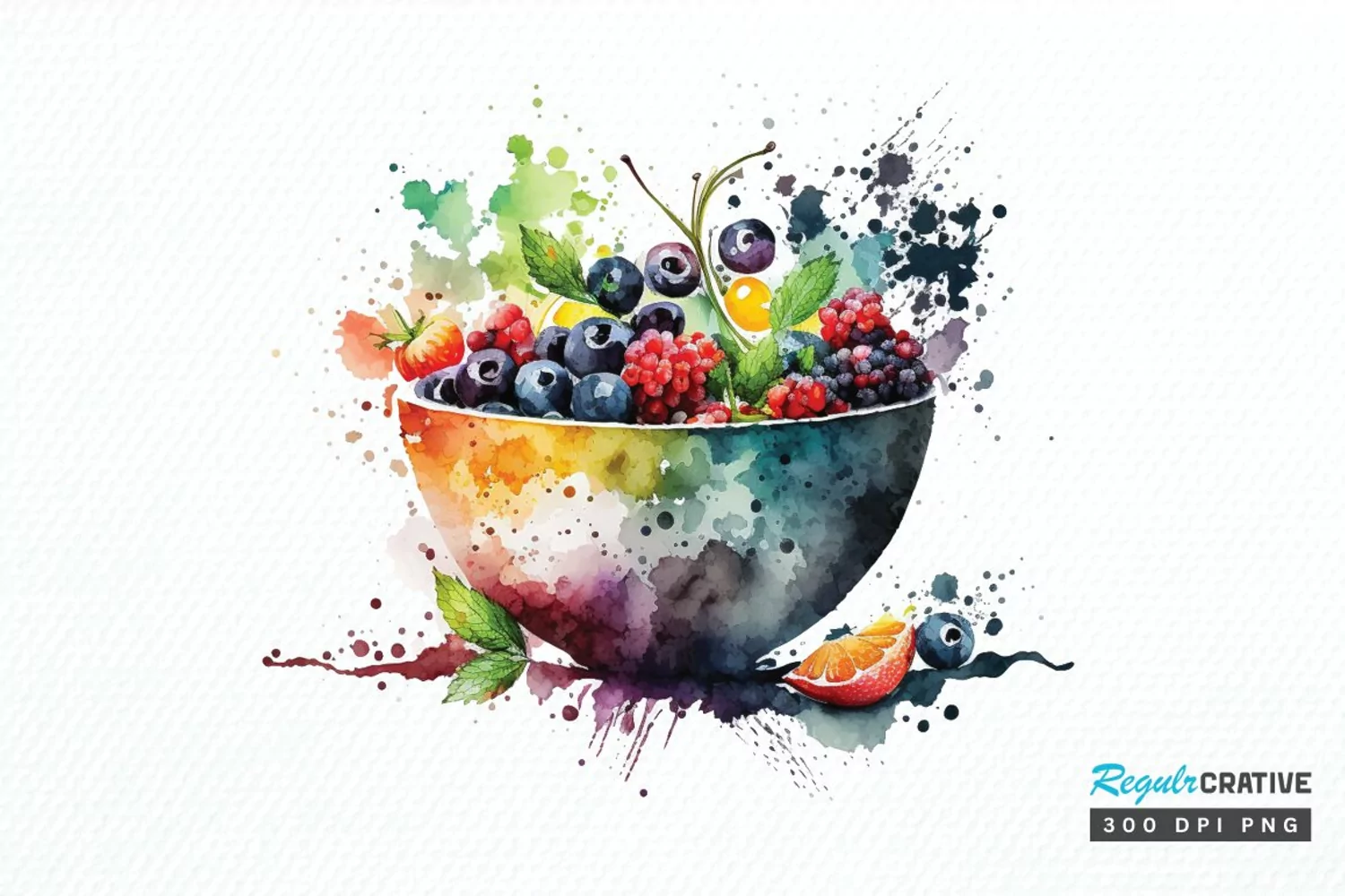 Watercolor Bowl Healthy PNG Clipart product image 1