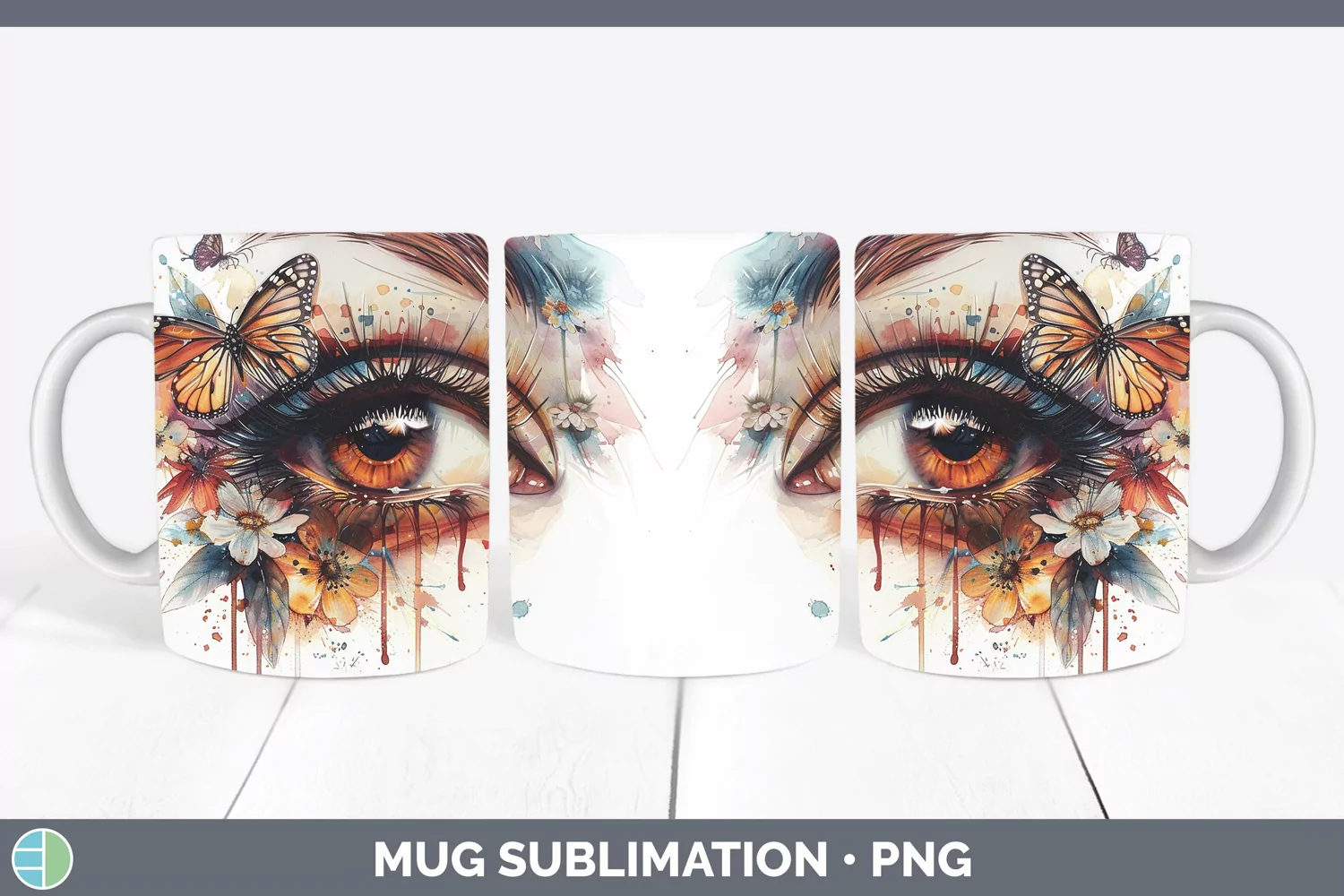 GorgeousWatercolor Mug Wrap design.