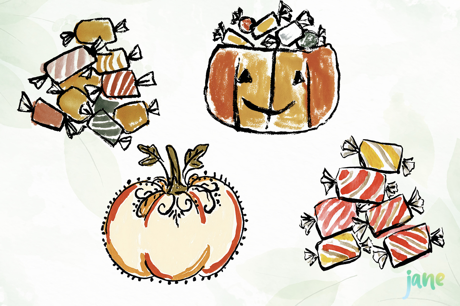 Watercolor Brush Doodle Halloween product image 1